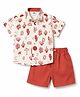 Mini Taurus Cotton Woven Half Sleeves Cactus Printed Shirt & Shorts Set - Maroon