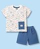 Mini Taurus Knitted Half Sleeves Elephant Printed T-Shirt & Shorts Set - Blue