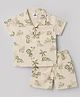 Mini Taurus Cotton Woven Half Sleeves Shirt & Shorts Co-ord Set with Animal Print - Green
