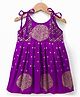 Bhartiya Paridhan Silk Woven Sleeveless Ethnic Dress with Foil Floral Print - Violet