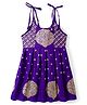 Bhartiya Paridhan Silk Woven Sleeveless Ethnic Dress with Foil Floral Print - Purple