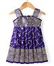Bhartiya Paridhan Silk Woven Flared Sleeveless Ethnic Dress With Floral Foil Print - Purple