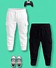 NUSYL Cotton Blend Knit Pack of 2 Solid Cargo Track Pants  - Black & White