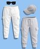 NUSYL Cotton Blend Knit Pack of 2 Solid Cargo Style Track Pants - White & Grey
