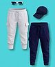 NUSYL Cotton Blend Knit Pack of 2 Solid Cargo Style Track Pants - Grey & Navy Blue