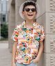 Ollington St. Cotton Knit Shirt with Half Sleeves and Tropical Theme Print in Multi Color for 3-4 Years