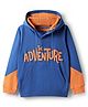 Pine Kids Cotton Knit Full Sleeves Hooded Sweatshirt with Text Print & Kangaroo Pockets - Blue