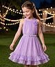 Hola Bonita Knit Sleeveless Structured Shimmer Party Dress With Belt - Lilac
