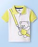 Doodle Poodle 100% Cotton Knit Half Sleeves Polo T-Shirt with Teddy Print - White
