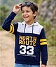 Pine Kids 100% Cotton Knit Full Sleeves Text Printed Hooded Sweatshirt - Navy Blue