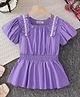 Mark & Mia Cotton Half Sleeves Top With Pearl Embellishment - Purple