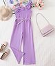 Mark & Mia Sleeveless Solid Jumpsuit With Bow Applique & Belt - Lavender