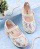 Cute Walk by Babyhug Velcro Closure Ballerina with Sequin Detailing & Floral Applique - Beige