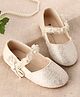 Cute Walk by Babyhug Velcro Closure Ballerina With Pearl Embellishment & Bow Applique - Beige