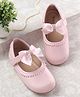 Cute Walk by Babyhug Velcro Closure Ballerina With Bow Applique & Lace Detailing - Pink