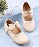 Cute Walk by Babyhug Velcro Closure Ballerina With Bow Applique & Lace Detailing - Beige
