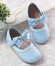 Cute Walk by Babyhug Velcro Closure Ballerina With Bow Applique & Lace Detailing - Light Blue