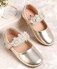 Cute Walk by Babyhug Velcro Closure Ballerina with Floral Applique - Golden