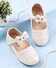 Cute Walk by Babyhug Velcro Closure Ballerina with Floral Applique - White