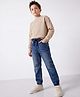 Pine Kids Woven Full Length Washed Denim Jeans - Blue