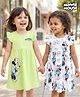 Babyhug Disney Single Jersey Half Sleeve Frill Frock With Minnie Mouse Graphic Pack of 2 - Light Yellow & White