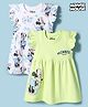 Babyhug Disney Single Jersey Half Sleeve Frill Frock With Minnie Mouse Graphic Pack of 2 - Light Yellow & White
