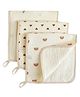 TERI BERI 4 layers Muslin Baby Burp Cloth Set of 3, Ultra Soft Cotton Newborn Towel, Absorbent Feeding Cloth for Babies, Reusable Washable Baby Essentials (Multicolor Prints)