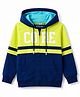 Pine Kids 100% Cotton Knit Full Sleeves Text Printed Hooded Sweatjacket With Kangaroo Pocket - Navy Blue