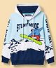 Pine Kids Cotton Knit Full Sleeves Hooded Sweat Jacket with Skating Print - Blue
