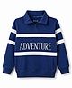 Pine Kids 100% Cotton Knit Full Sleeves Text Printed & Striped Sweatshirt - Navy Blue