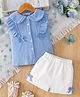 Mark & Mia Cotton Sleeveless Peter Pan Collared Top & Shorts Set - Blue