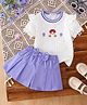 Mark & Mia Half Sleeves Top & Shorts Set With Girl & Floral Embroidery - White