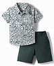Babyhug Cotton Woven Half Sleeves Shirt & Shorts Set With Floral Print - Multicolor