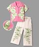 OLLINGTON ST. Cotton Knit Half Sleeves Floral Printed Top &  Culottes Set - Pink & Off White