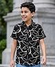 Pine Kids Cotton Woven Half Sleeves Printed Shirt - Black