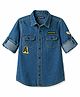 Pine Kids Cotton Woven Denim Shirt with Roll Up Sleeves and Appliques Multi Color 12-14 Years
