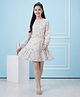 Lil Tomatoes Cotton Woven Full Sleeves Floral Printed Dress - White