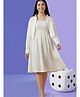 Lil Tomatoes Cotton Woven Striped & Smocked Dress With Full Sleeves Shirt - Lemon
