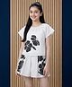 Lil Tomatoes Cotton Knit Half Sleeves Floral Printed Top & Shorts Set - White