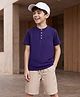 Pine Kids Cotton Knit Half Sleeves Solid T-Shirt & Shorts Set - Purple