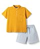 Pine Kids Cotton Knit Half Sleeves T-Shirt & Shorts Set - Golden & Grey