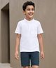 Pine Kids Cotton Knit Half Sleeves Solid T-Shirt & Shorts Set - White & Navy Blue