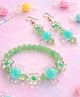 Little Tresses Toffee & Floral Designed Beads Embellished Jewellery Set - Green