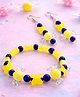Little Tresses Toffee & Floral Designed Beads Embellished Jewellery Set - Yellow & Blue