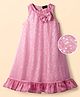 Hola Bonita Knit Sleeveless Shimmer Party Dress with Sequin Detailing & Bow Applique - Pink