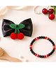 Little Tresses Cherry Double Layer Bow Alligator Hair Clip With Bracelet - Black