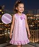 Hola Bonita Knit Sleeveless Shimmer Party Dress with Sequin Detailing & Bow Applique - Lilac
