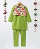 Twisha Kurta & Pyjama With Printed Jacket Set - Green