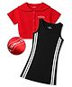 OLLINGTON ST. Cotton Rib Knit Dress with Half Sleeve Jacket Black 5-6 Years