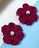 Little Peas Pearl Embellished Floral Applique Detailed Alligator Hair Clips - Maroon